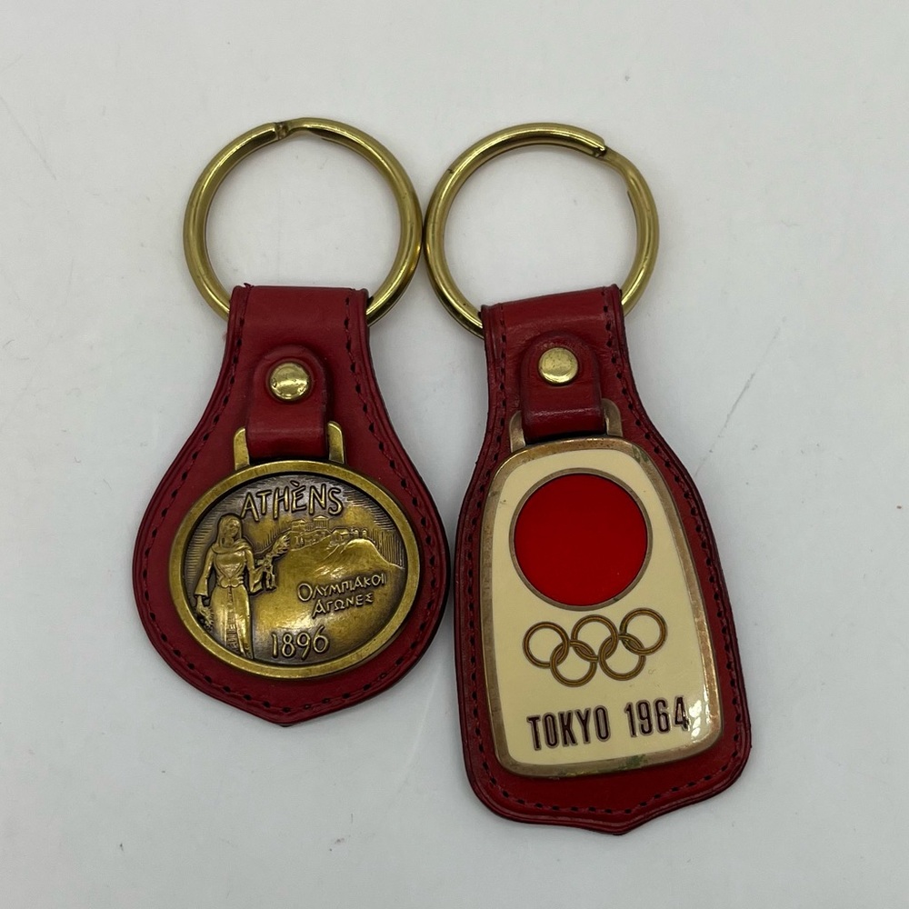 COACH Olympic Games KEY FOB Lot Of 2 RARE Collectors Dream Greece Tokyo Leather - Picture 6 of 6
